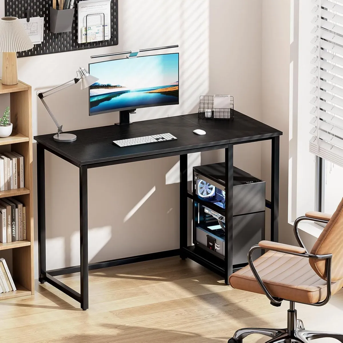 Computer Desk 120cm with 2-Tier Shelves Sturdy - Image 3