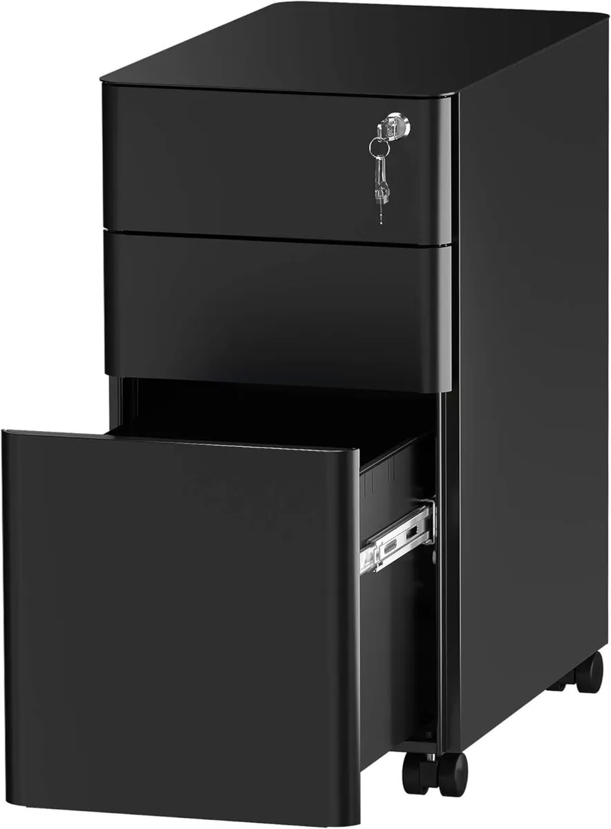 Metal File Cabinet with 3 Lockable Drawers Mobile - Image 1