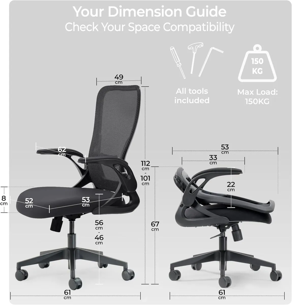 Model U Folding Office Chair for Small Spaces - Image 3