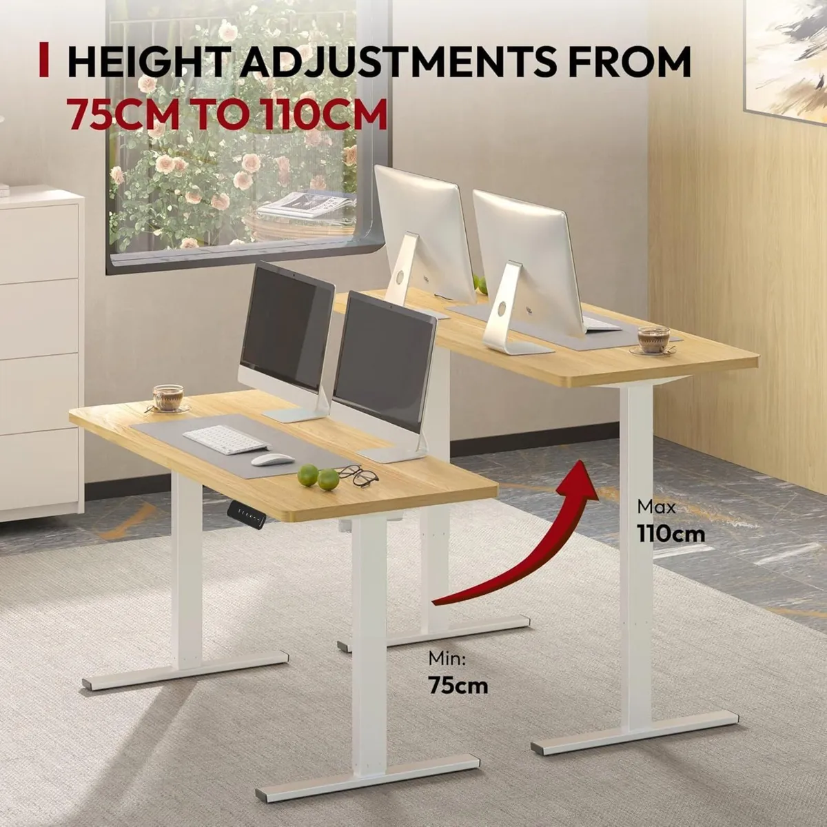 100 x 60 Electric Standing ONE PIECE Desktop - Image 4