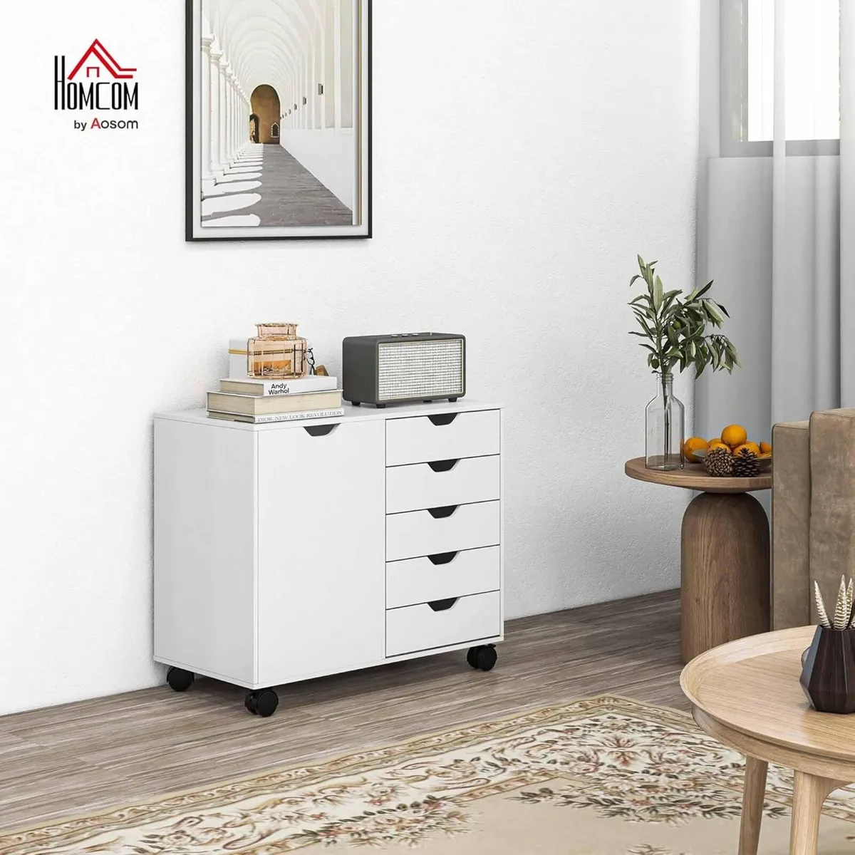 Lateral Office Storage Cabinet on Wheels 5-Drawers - Image 2