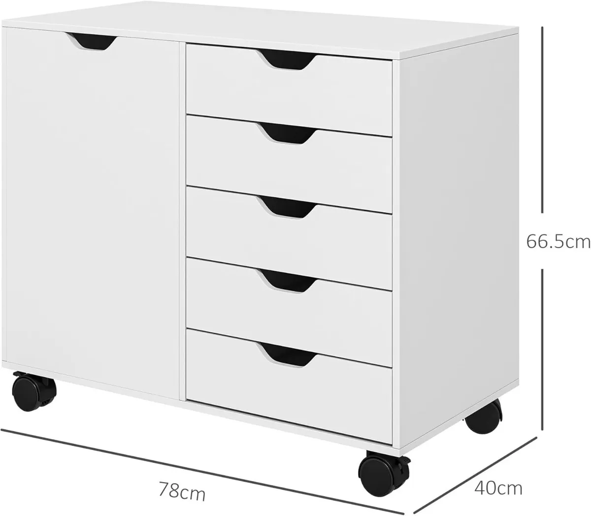 Lateral Office Storage Cabinet on Wheels 5-Drawers - Image 3