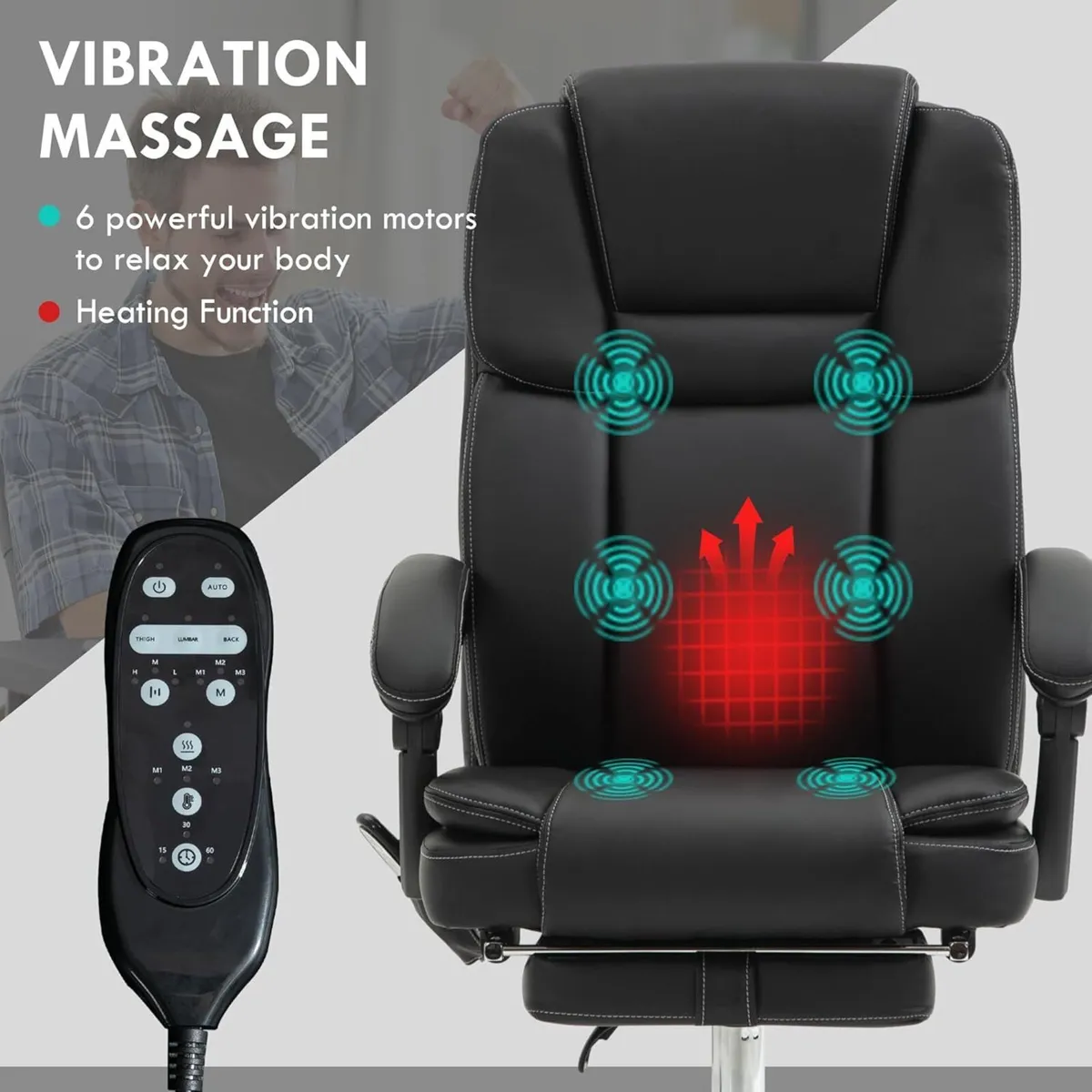 Office Chair with 6-point Vibration Massage and - Image 4