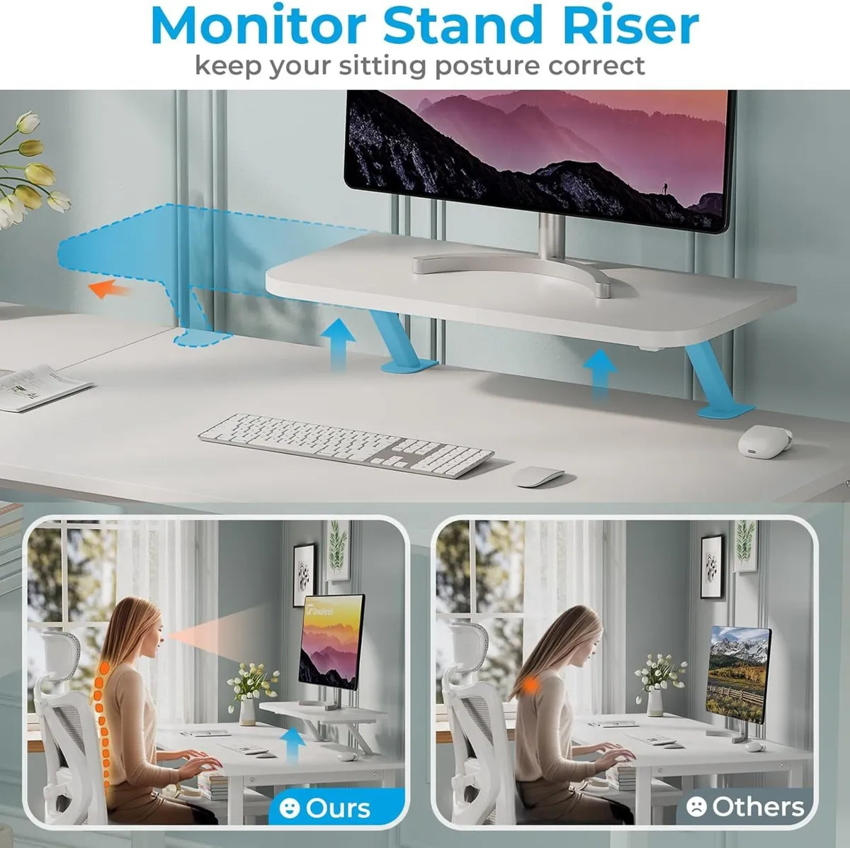 Computer Desk with Monitor Stand 100cm Home - Image 4
