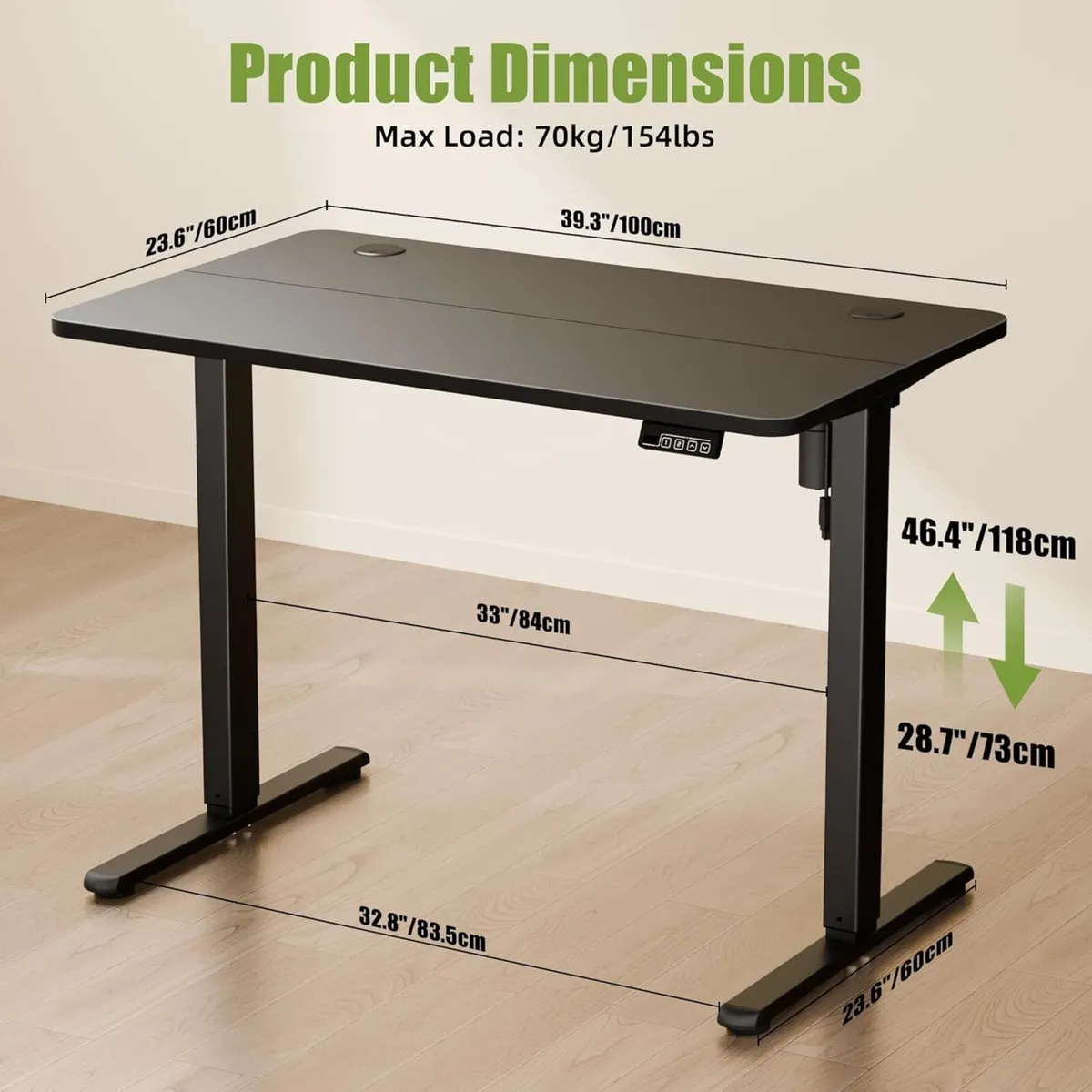 Small Standing Desk 100x60cm Height Adjustable - Image 3