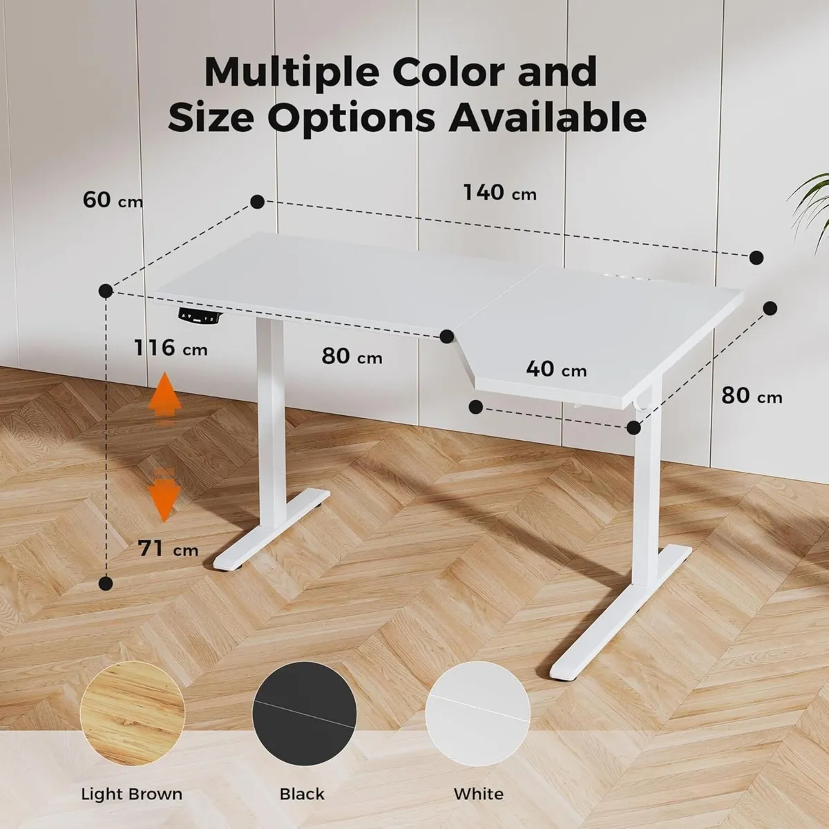 L-Shaped Electric Standing Desk 140cm Height - Image 2
