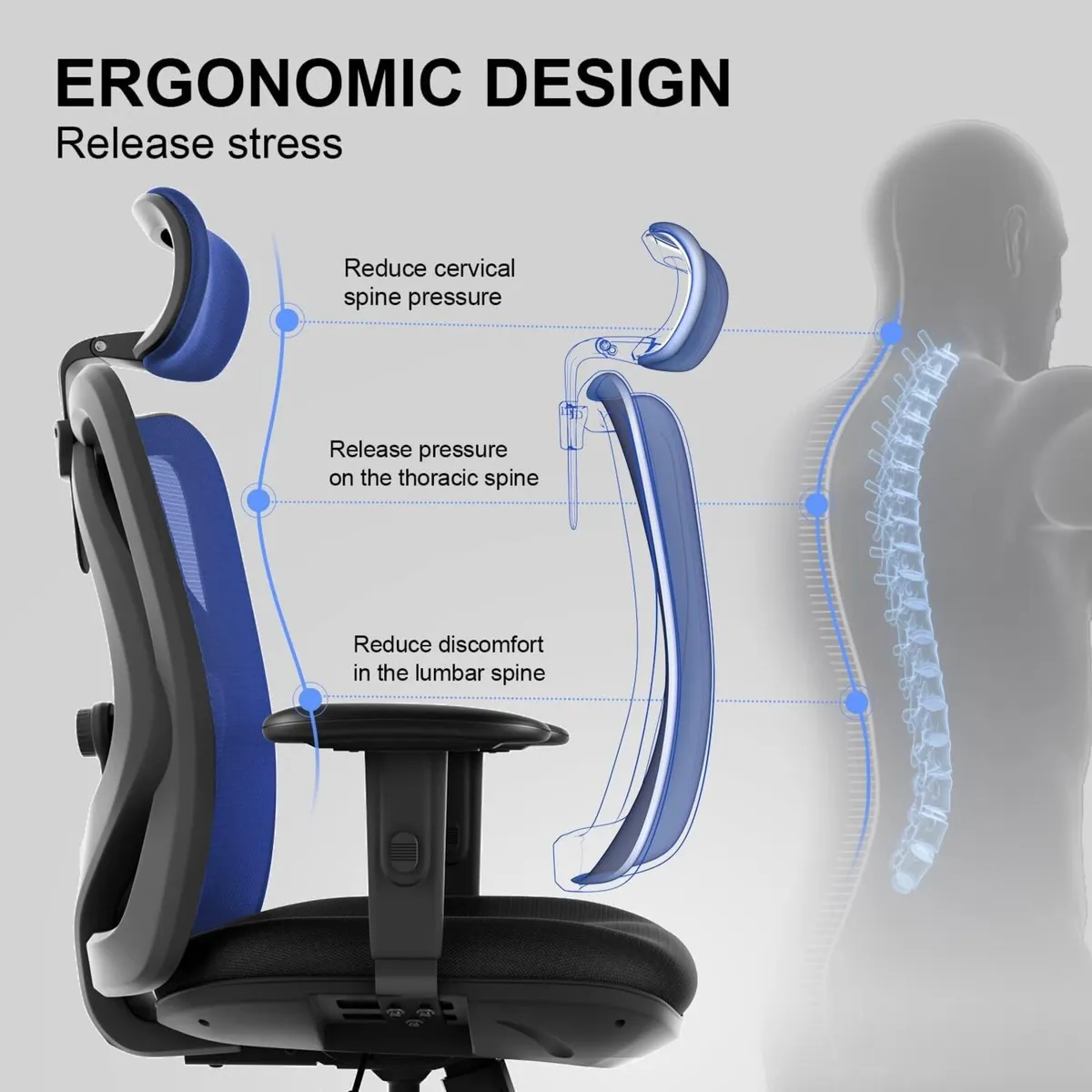M18 Office Chair Ergonomic Desk Breathable Mesh - Image 4