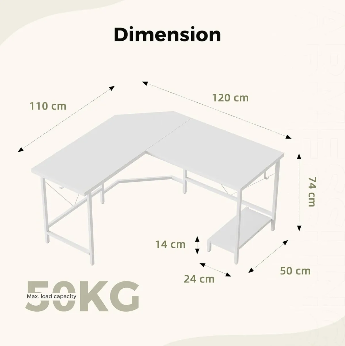 L Shaped Desk 120 cm Corner Gaming for Home - Image 2
