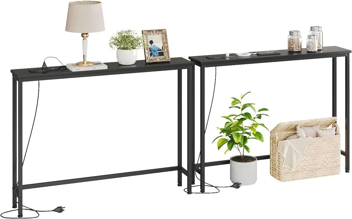 2 Pack Console Table with Charging Station Sofa - Image 1