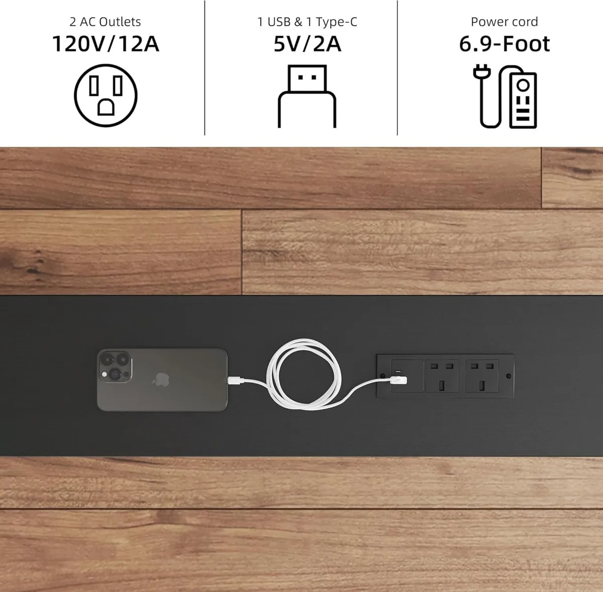 2 Pack Console Table with Charging Station Sofa - Image 4