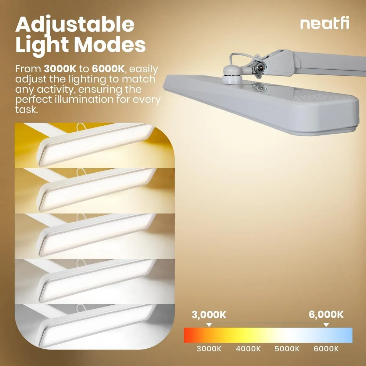 XL 2 500 Lumens 30W LED Task Lamp – 56 cm Wide - Image 3