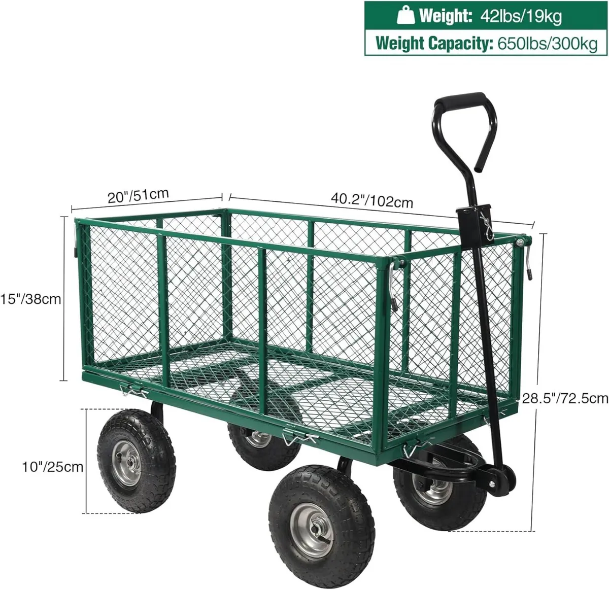 Oversized Garden Carts Wagon 650 Lbs Capacity - Image 3