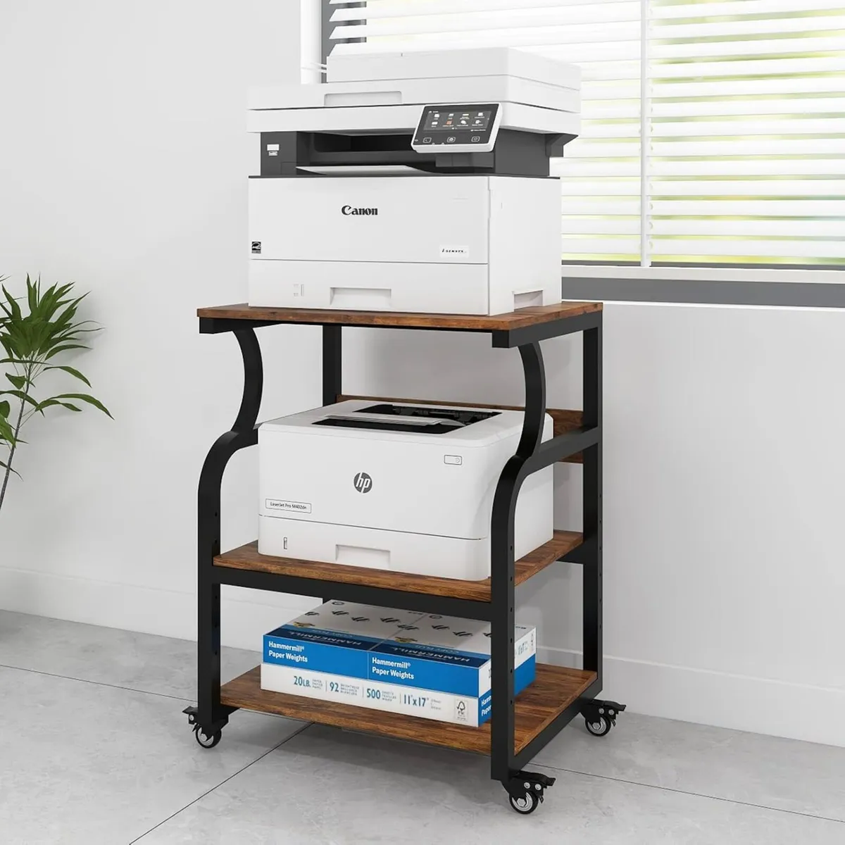 3-Tier Movable Printer Stand Table with Storage - Image 1