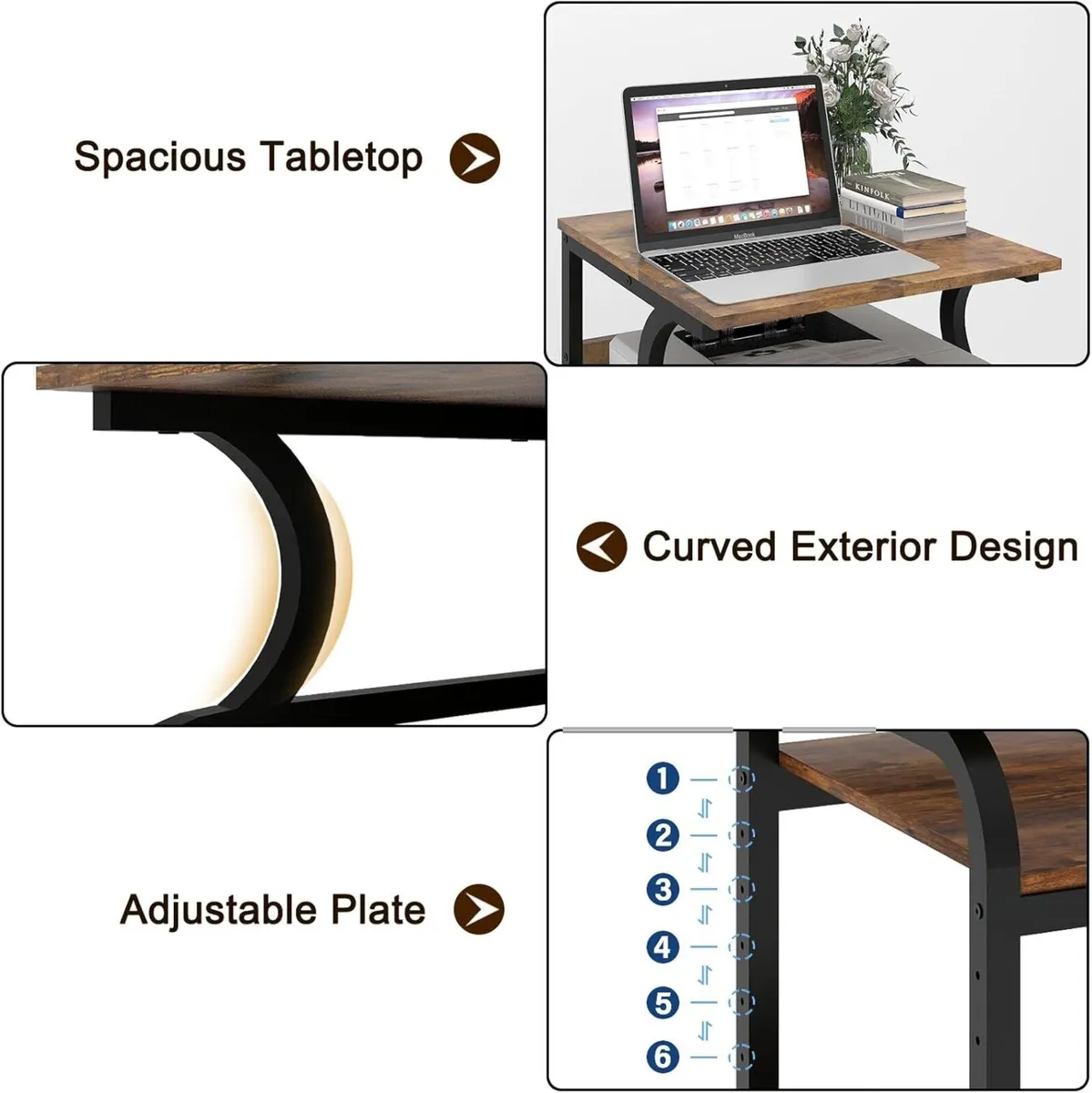 3-Tier Movable Printer Stand Table with Storage - Image 4