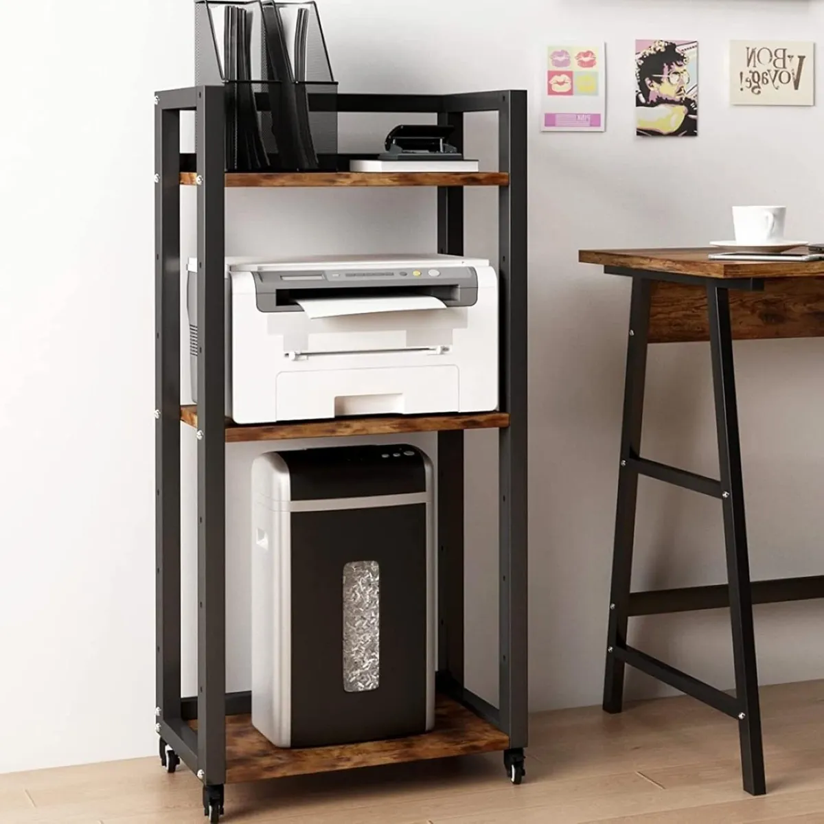 3-Tier Printer Stand with Storage 53x35x101cm - Image 1