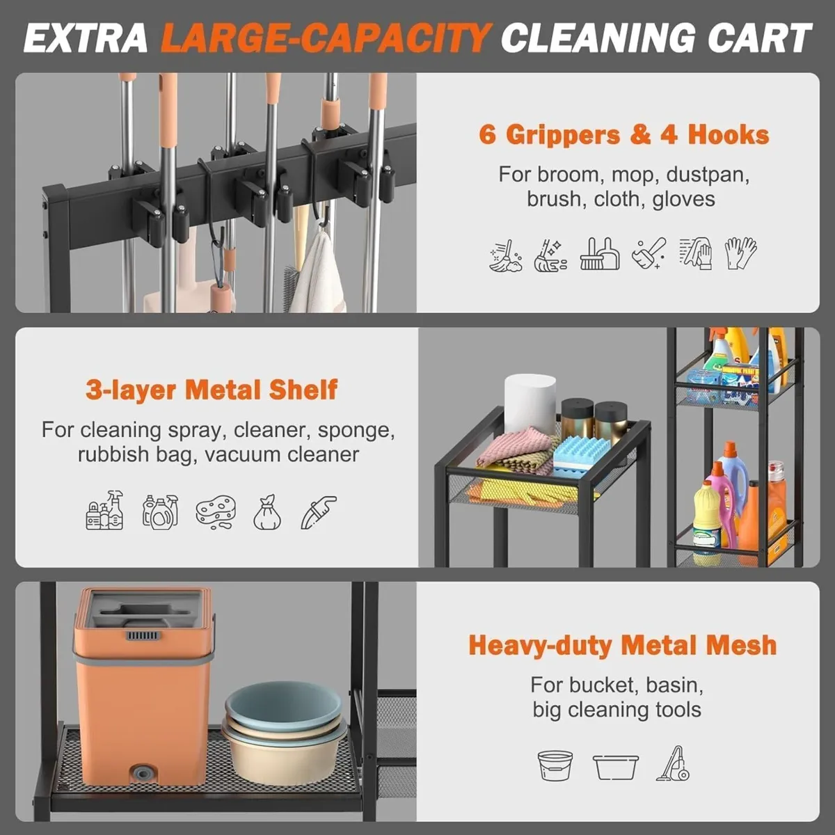 Broom Holder and Cleaning Supplies Organizer - Image 4