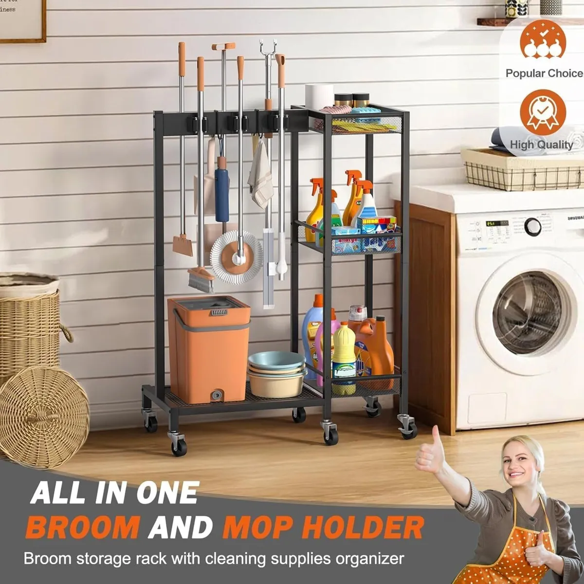Broom Holder and Cleaning Supplies Organizer - Image 3