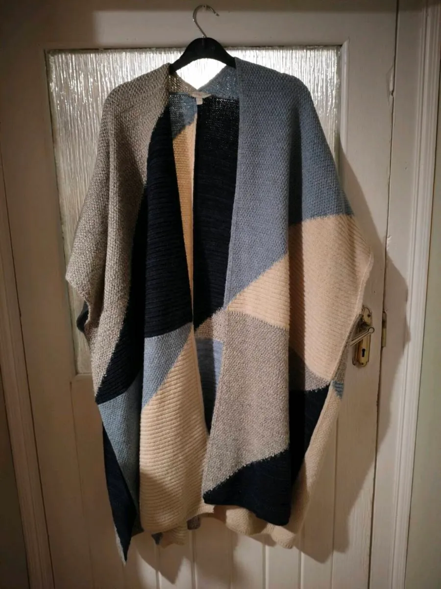 Monsoon Colourblock Knit Poncho. The design featur - Image 1