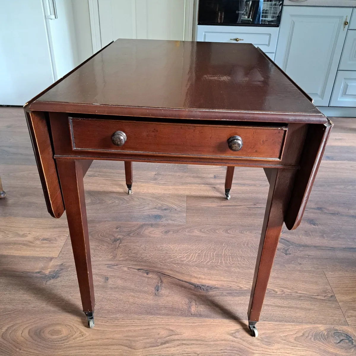 Mahogany Extendable Drop-Leaf Table with Drawer - Image 2