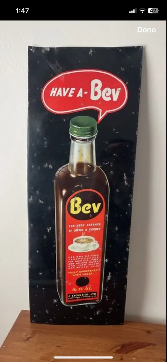 Vintage bev metal sign
