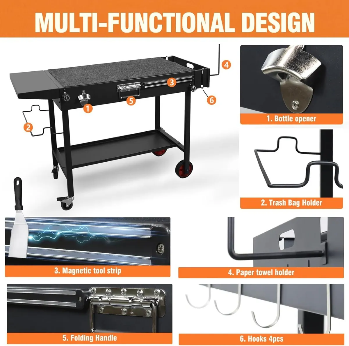 Folding BBQ Table for Outdoor Kitchen – Heavy-Duty - Image 4