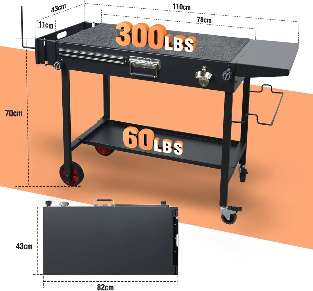 Folding BBQ Table for Outdoor Kitchen – Heavy-Duty - Image 2