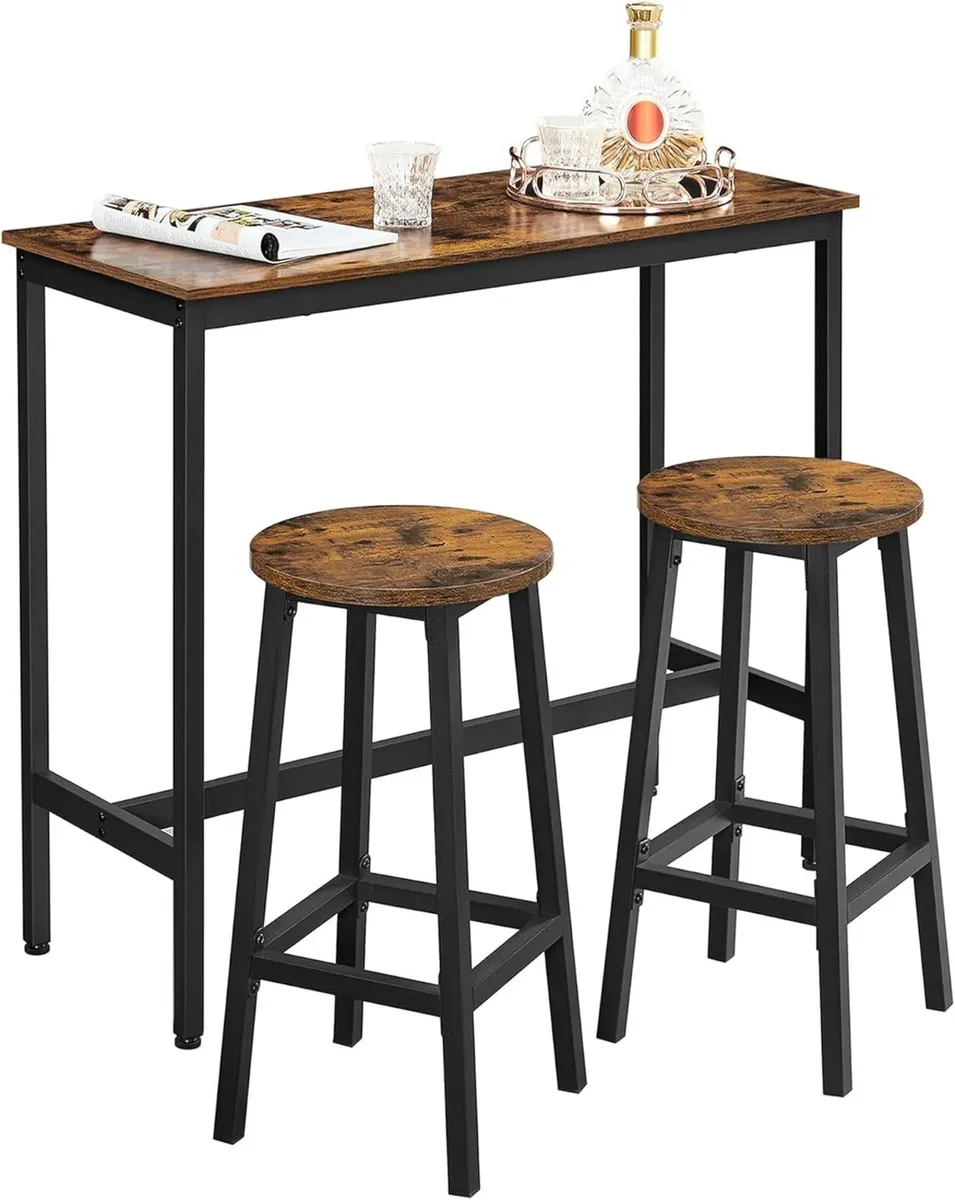 Dining Table Set Bar and Stools Breakfast with 2 - Image 1