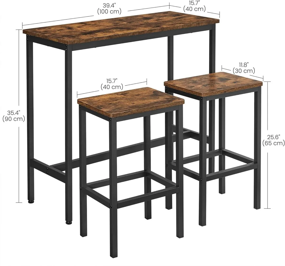 Dining Table Set Bar and Stools Breakfast with 2 - Image 3