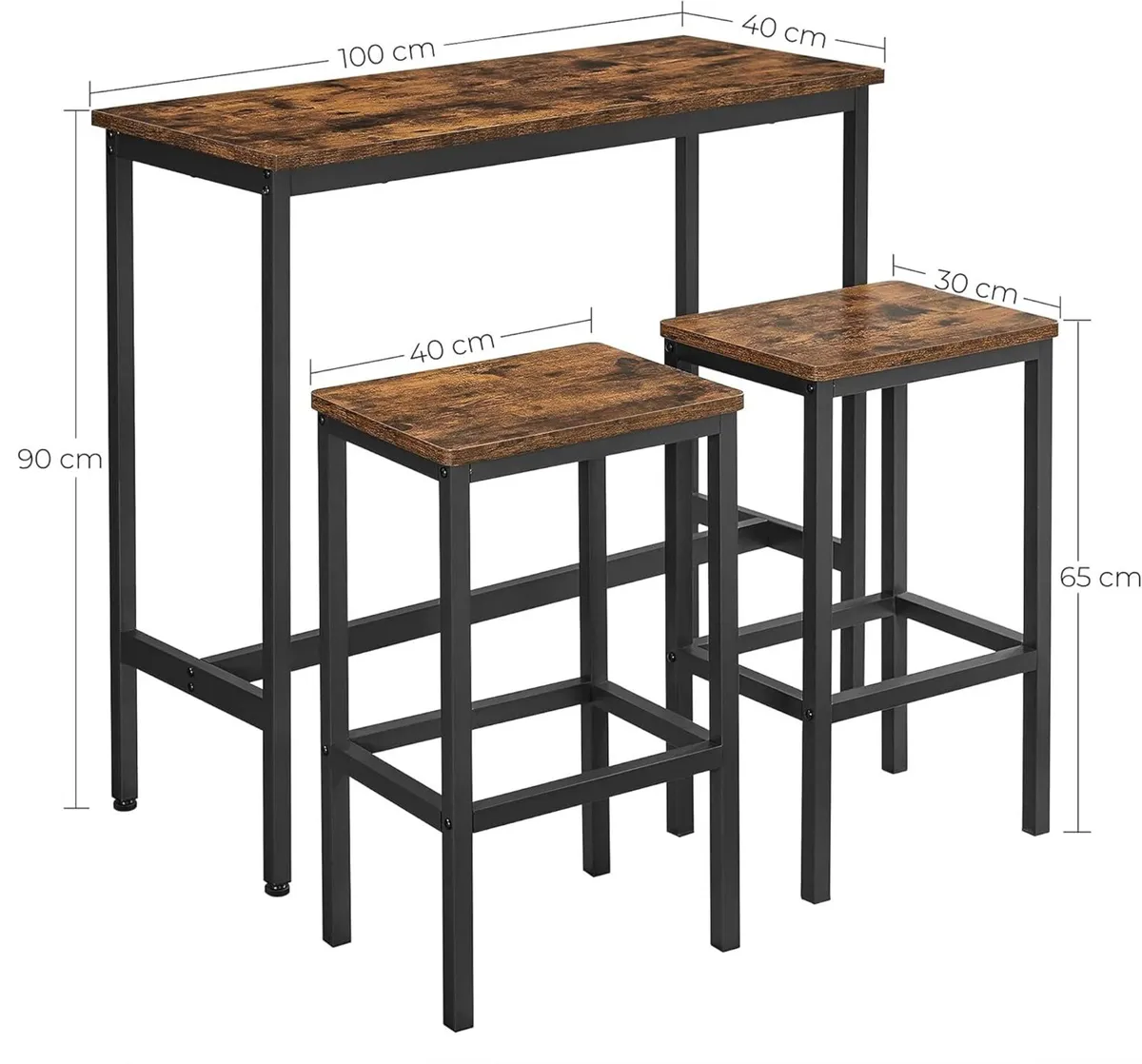 Dining Table Set Bar and Stools Breakfast with 2 - Image 4