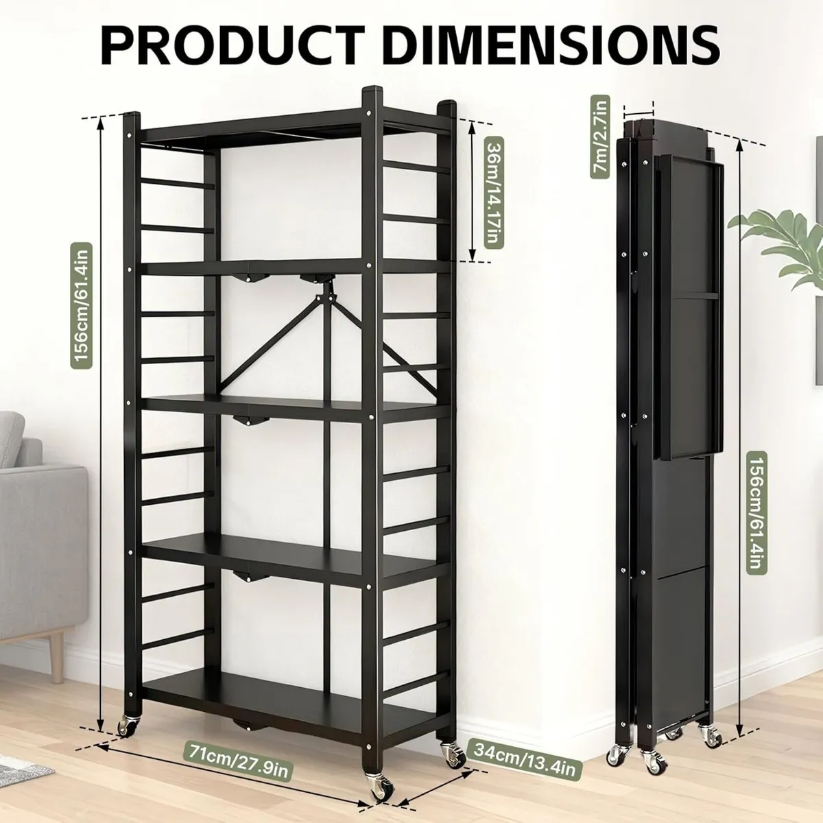 5-Tier Heavy Duty Storage Shelves with Wheels - Image 2