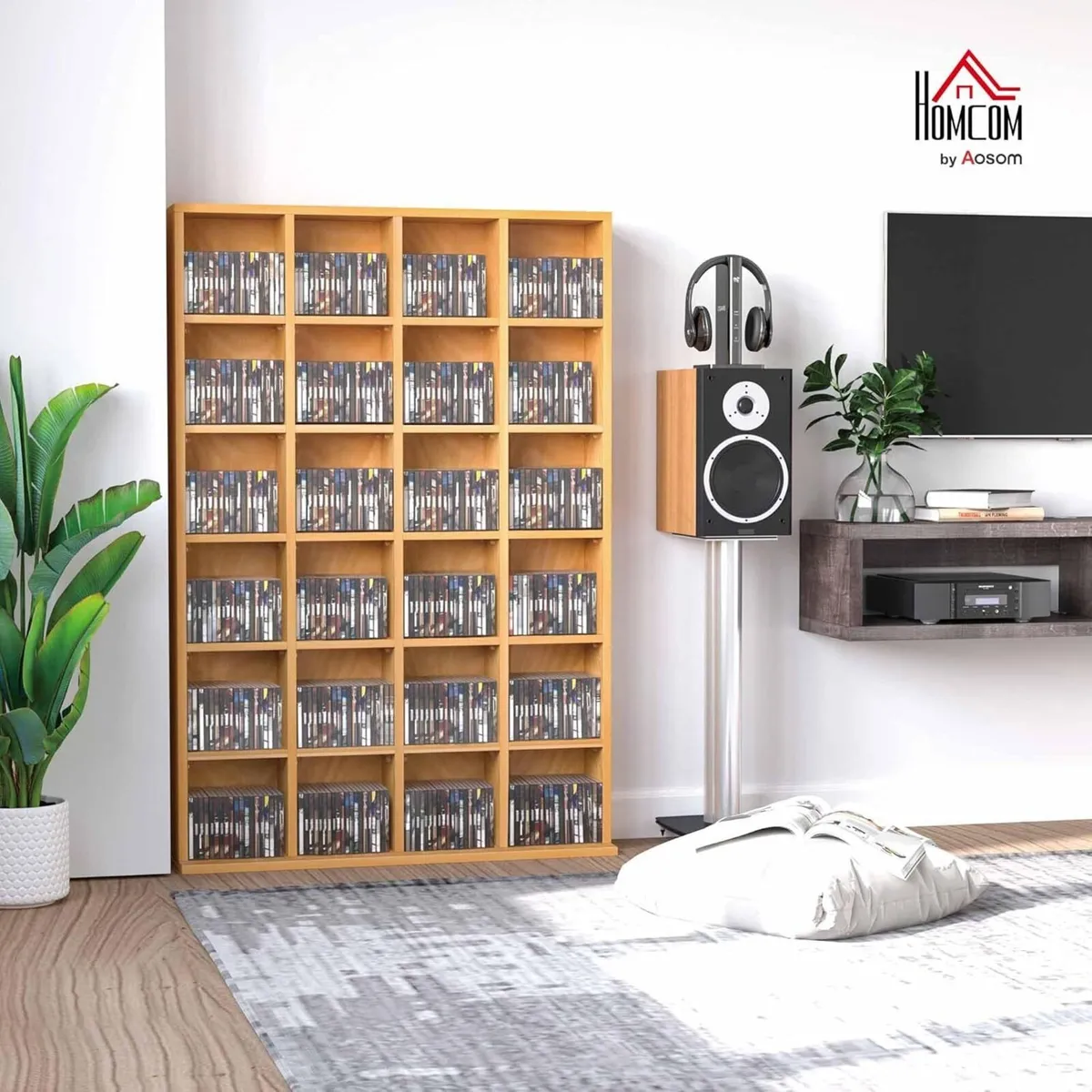 456 CD/ 336 DVD Storage Unit Media Shelf Wooden - Image 2