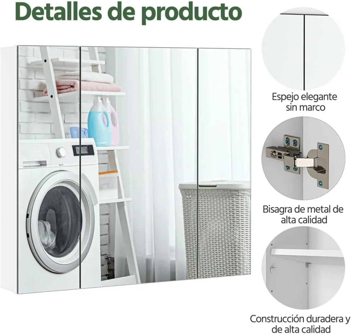 Bathroom Mirror Storage Cabinet Wall Mounted Unit - Image 4