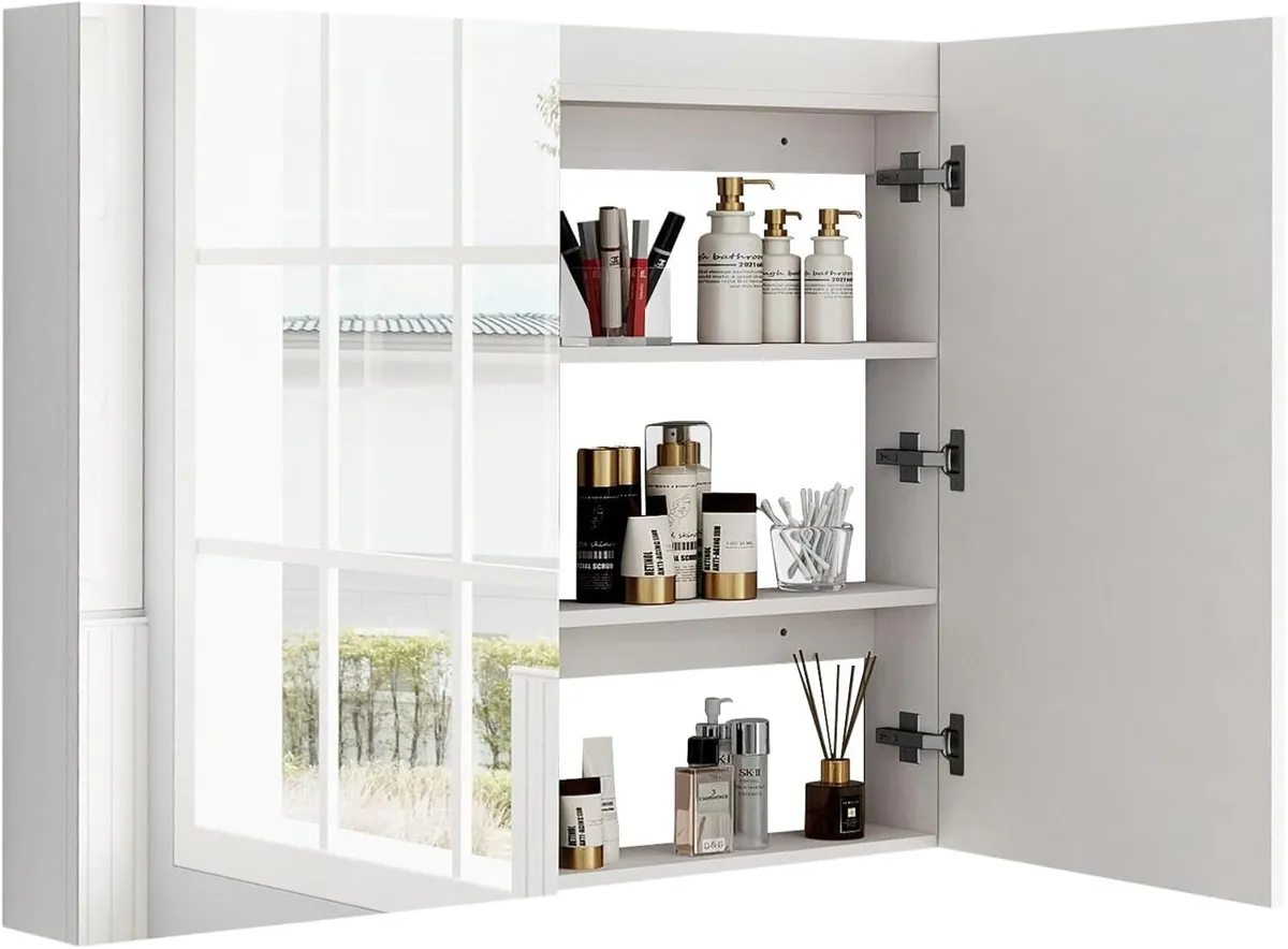 Bathroom Mirror Cabinets 90x80x13cm Extra Large - Image 1