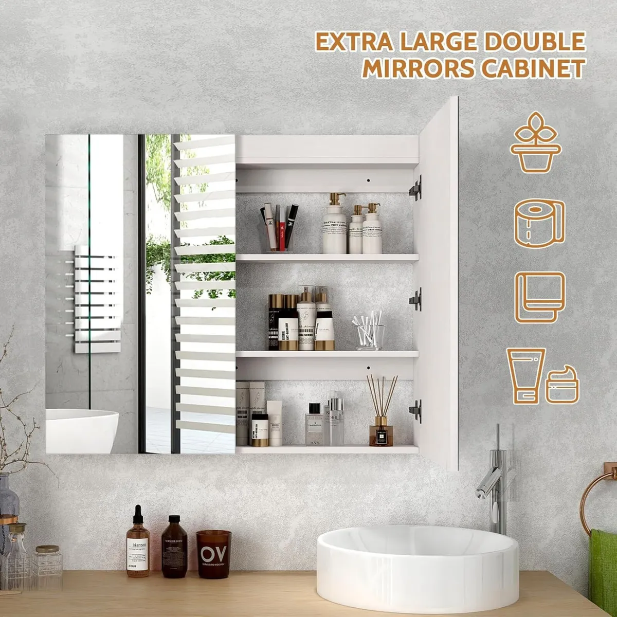 Bathroom Mirror Cabinets 90x80x13cm Extra Large - Image 4
