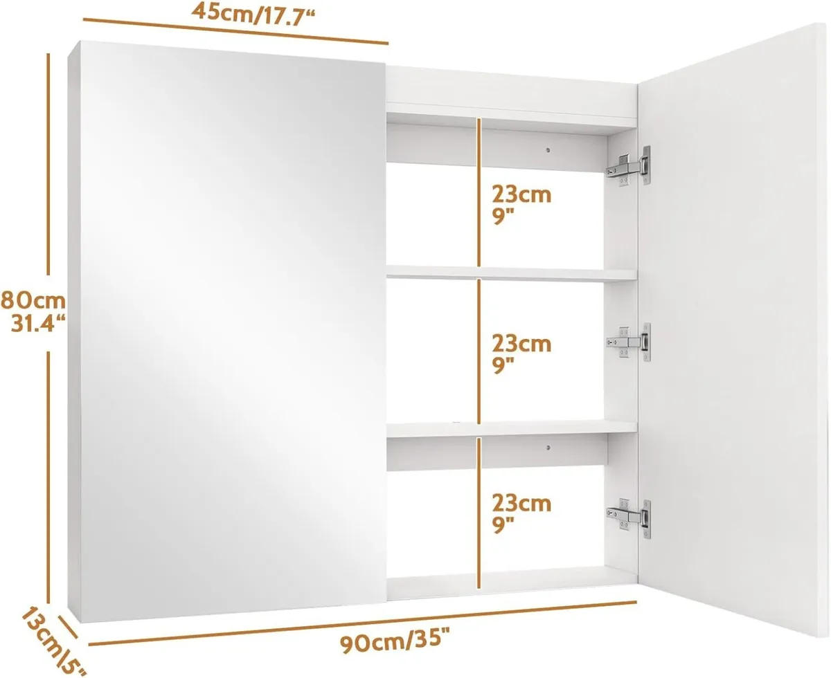 Bathroom Mirror Cabinets 90x80x13cm Extra Large - Image 3