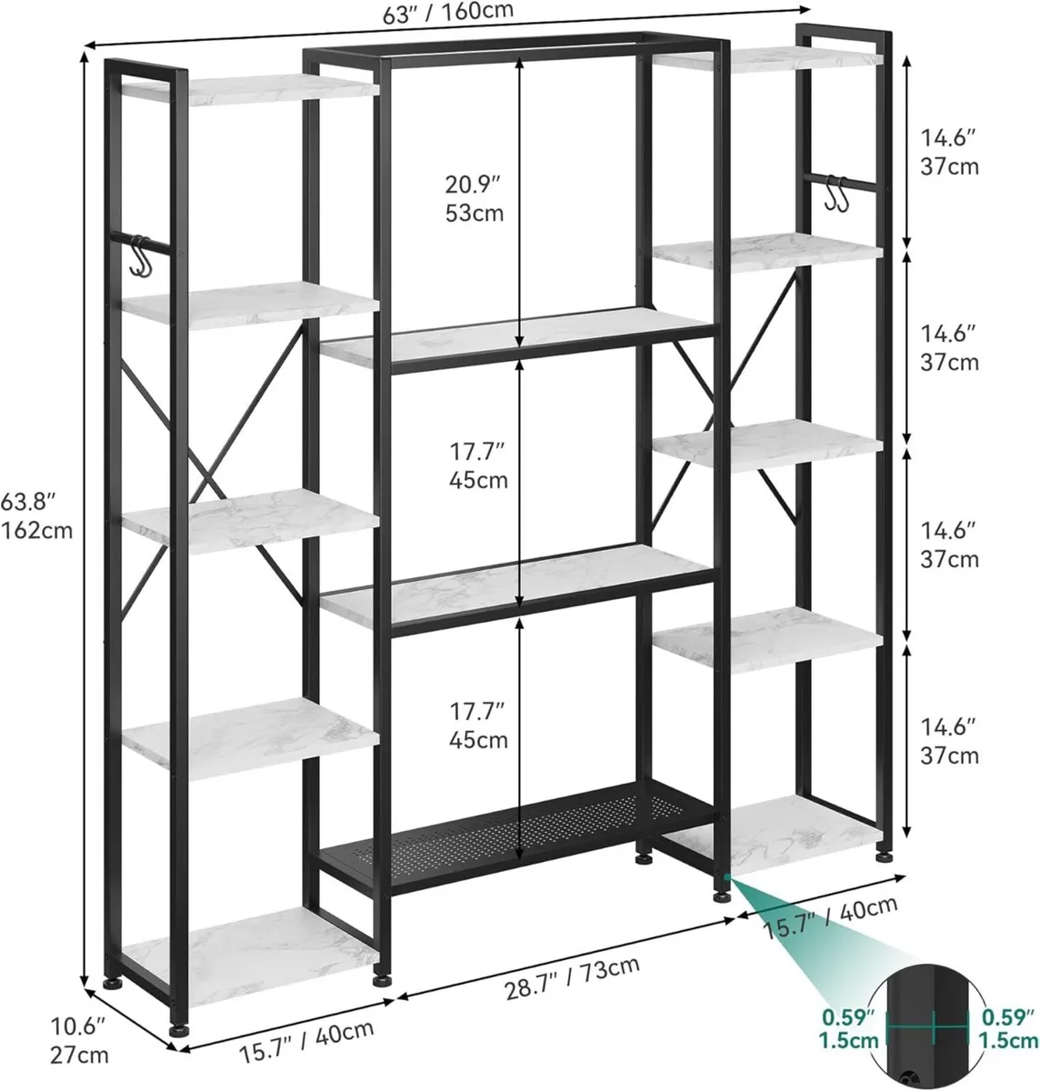Industrial Bookcase 73 cm Wide Standing Open - Image 2