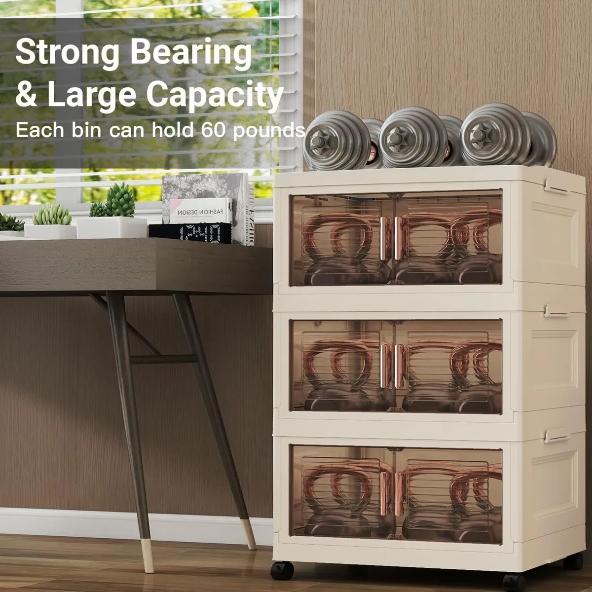 Storage Bins with Lid 85L Collapsible Box Doors - Image 4