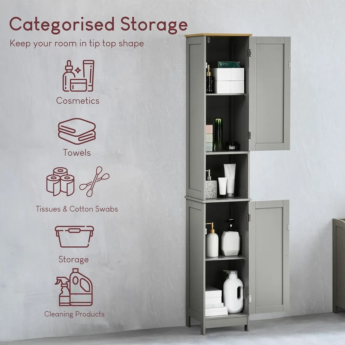 Priano Bathroom Cabinet Storage Cupboard Floor - Image 4