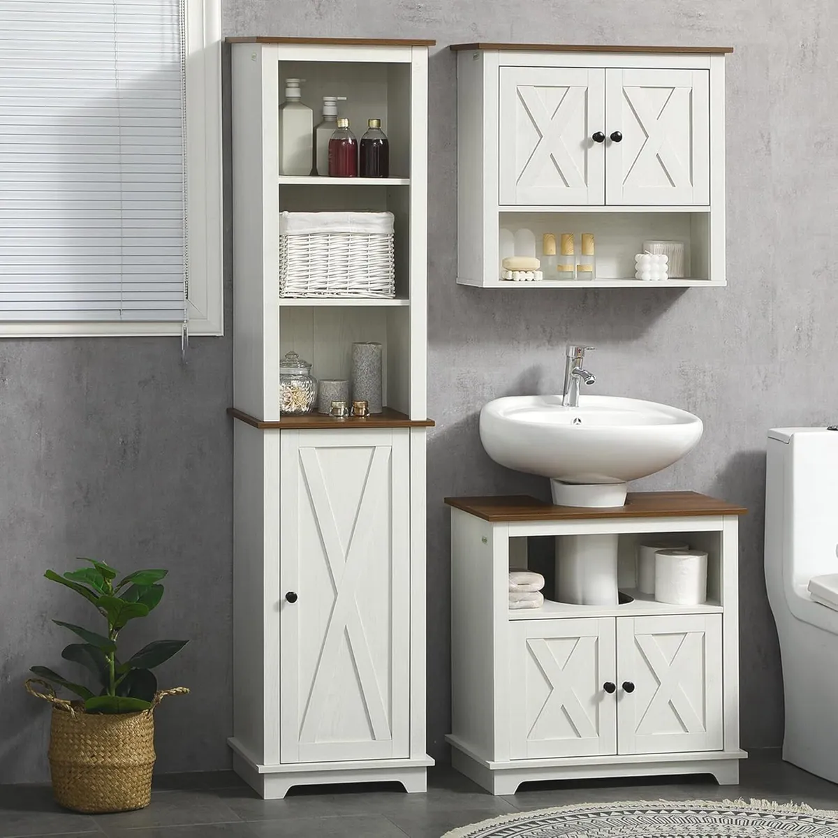 Tall Bathroom Floor Cabinet Free Standing Storage - Image 2