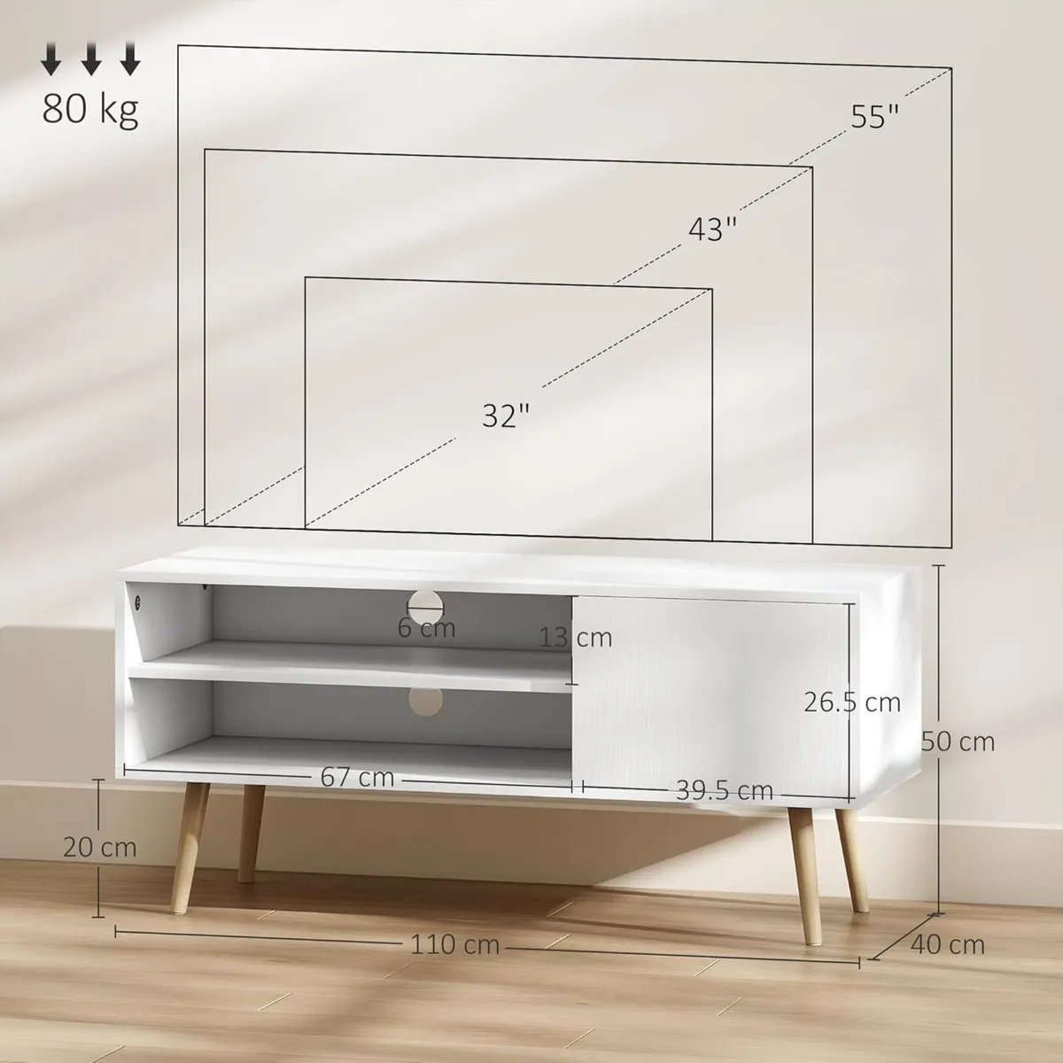 TV Stand Cabinet up to 55 Unit with 2 Storage - Image 3