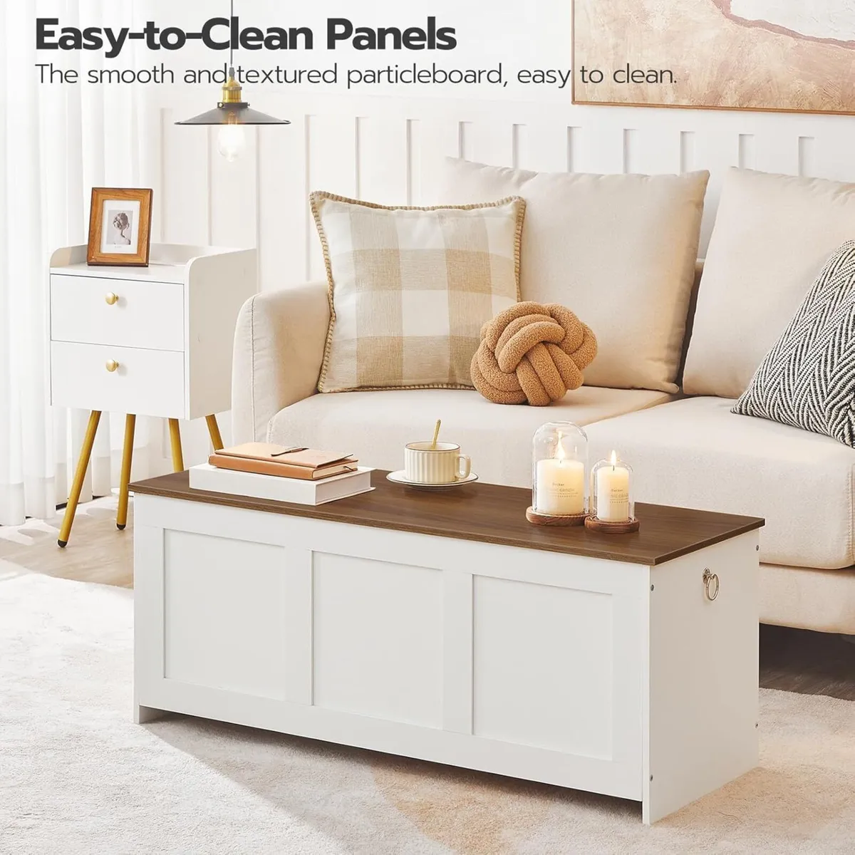 Storage Chest Wooden Bench Blanket Box Storages - Image 4