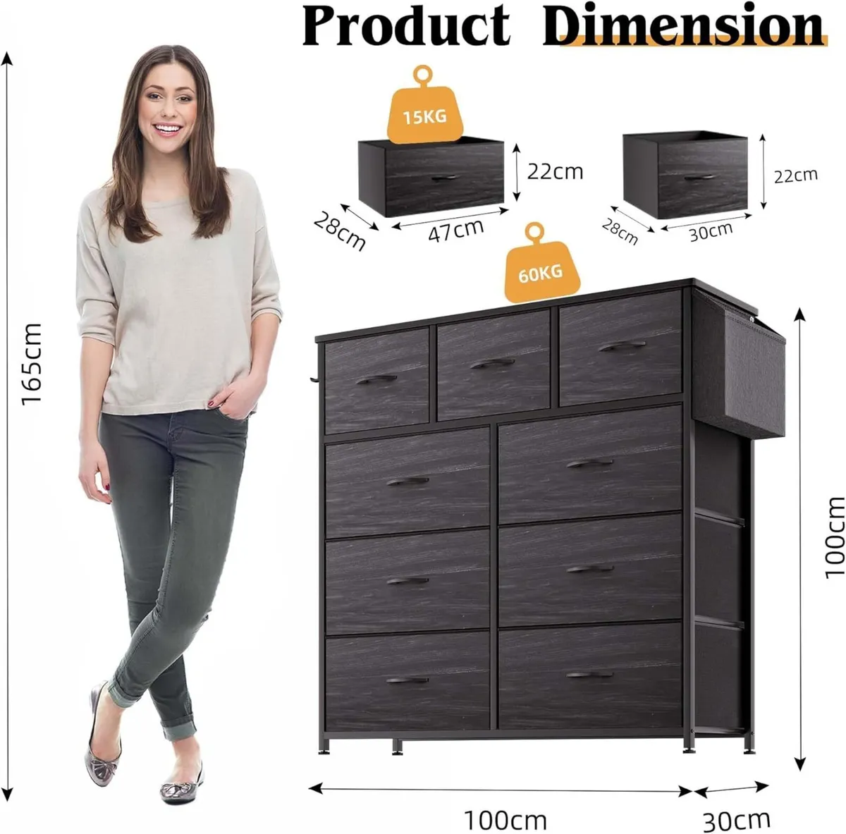 Fabric Chest of Drawers - Canvas Storage Unit - Image 3