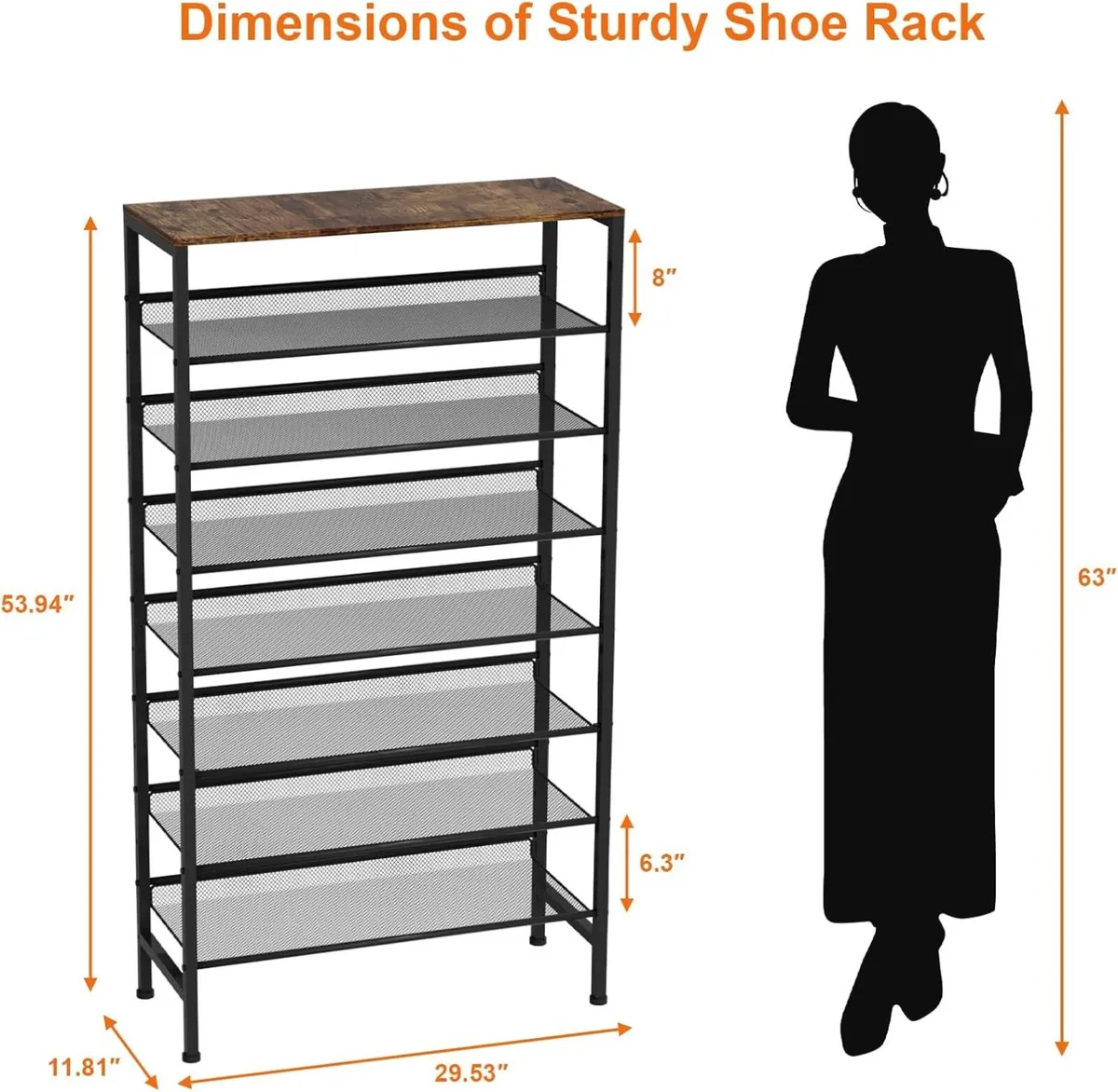 Large Shoe Rack 8 Tier Organizer Heavy Duty Metal - Image 3