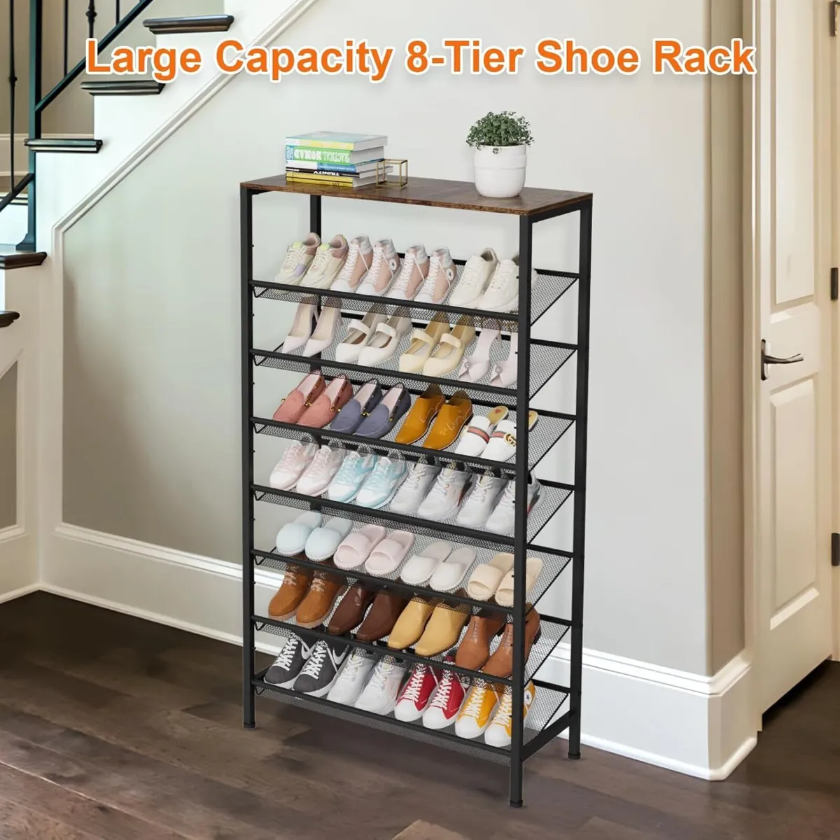 Large Shoe Rack 8 Tier Organizer Heavy Duty Metal - Image 4