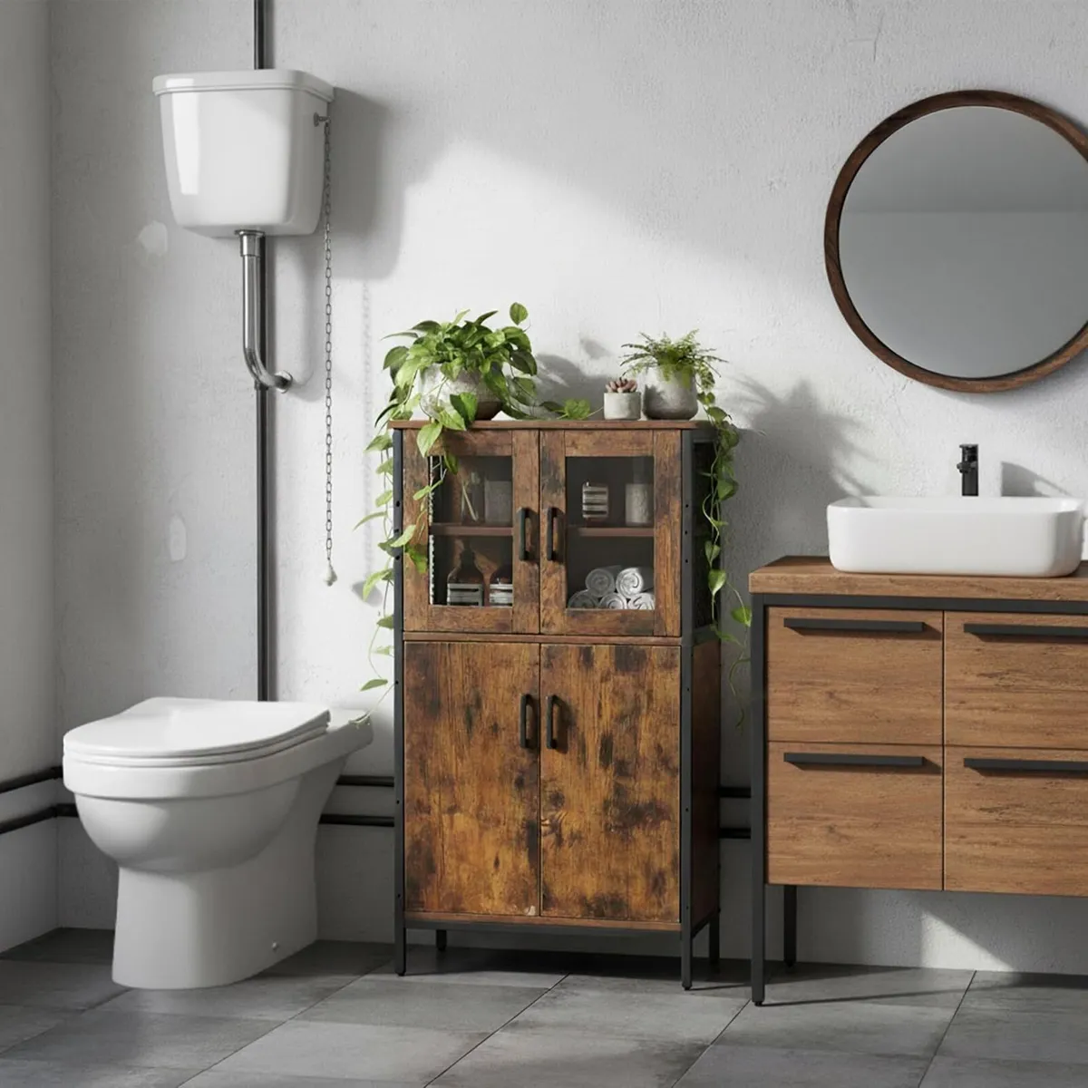 Industrial Kitchen Cupboard Tall Unit with Glass - Image 2