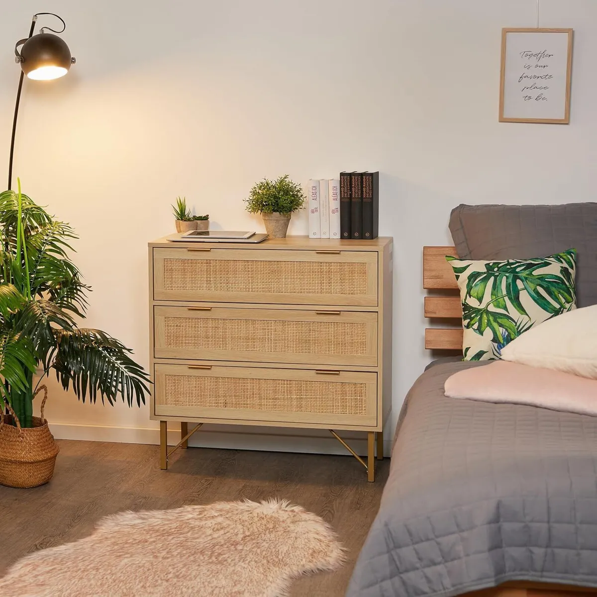 Chest of Drawers Bedroom Dresser Rattan Look - Image 4