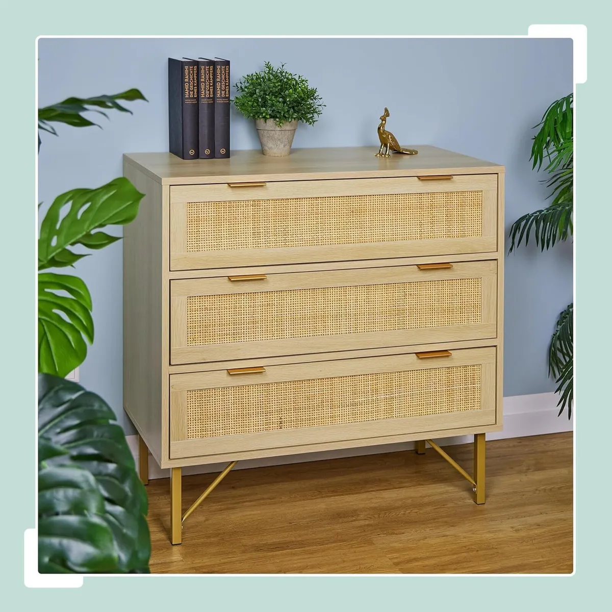 Chest of Drawers Bedroom Dresser Rattan Look - Image 2