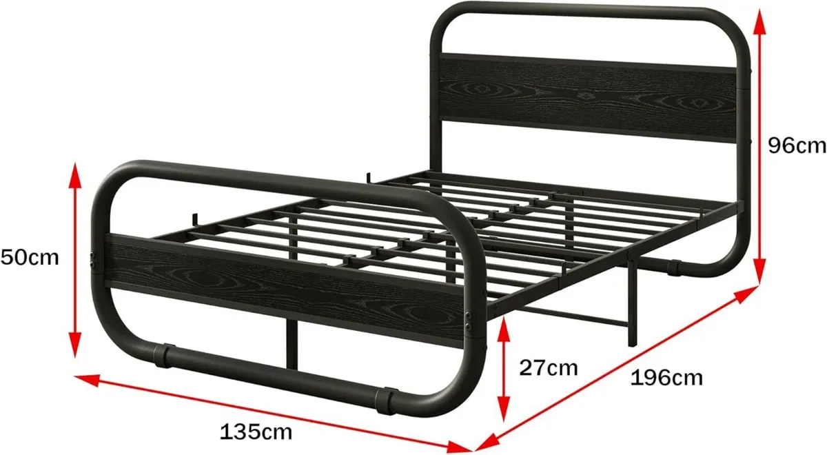 Double Size Bed Frame with Headboard Oval-Shaped - Image 2