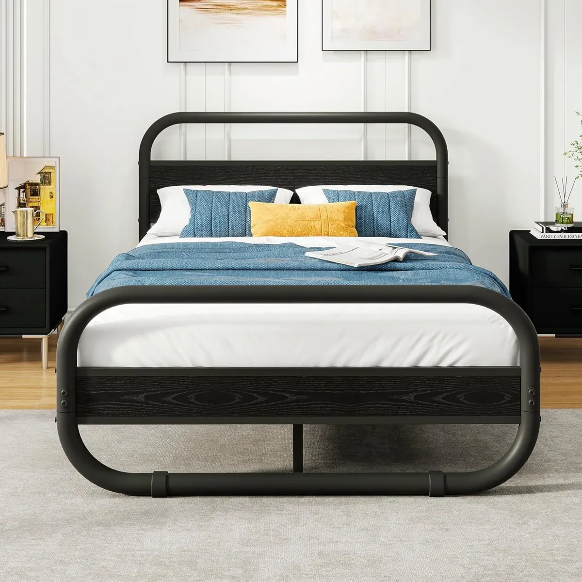 Double Size Bed Frame with Headboard Oval-Shaped - Image 1