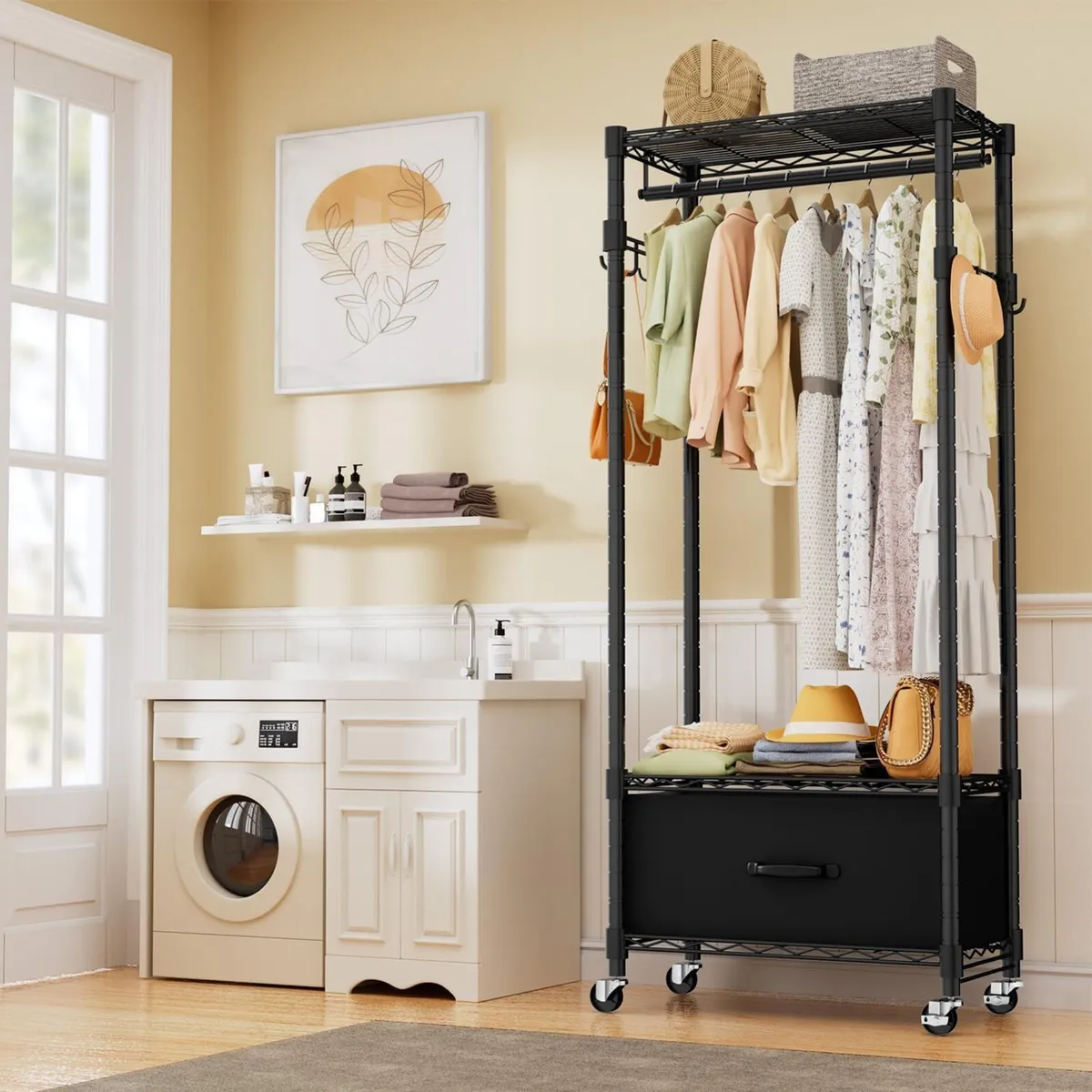 Clothes Rail Rack for Hanging 3 Tiers Adjustable - Image 2